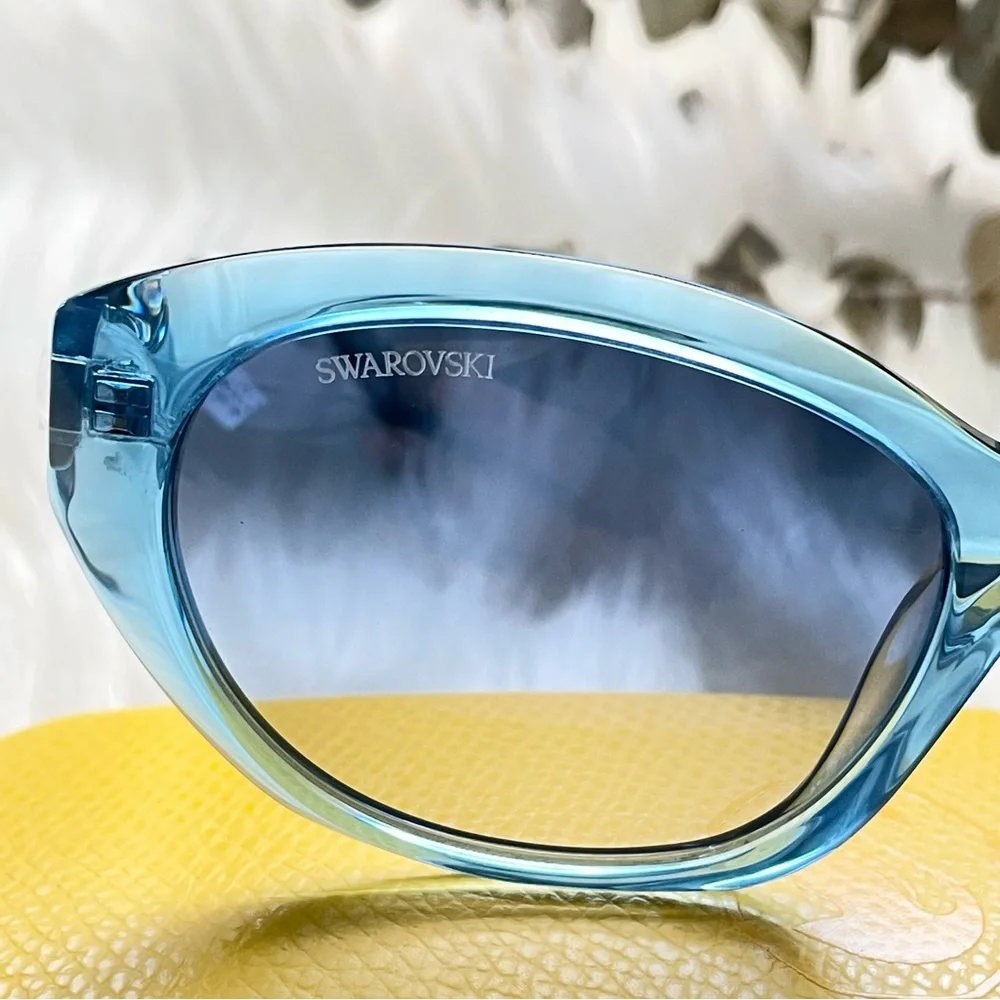 Swarovski Crystal D-Frame Sunglasses Blue 53mm NWT